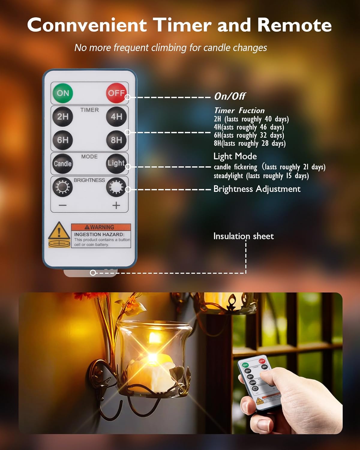 Homemory 12pcs Remote Timer LED Tea Lights Candles, 400+Hours Flickering Flameless Battery Votive Tealights for Tabletop Lighting, Centerpieces Decor, Holiday, Ivory Base