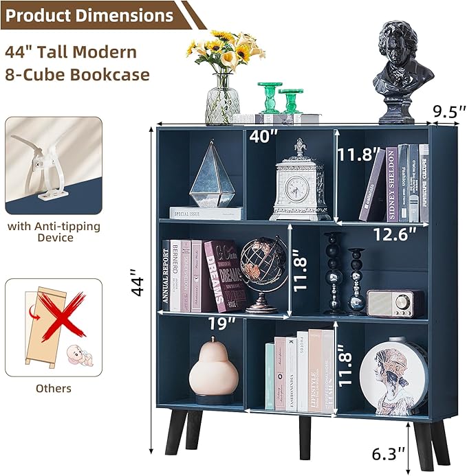 LEYAOYAO 8 Cube Bookshelf, 3 Tier Bookcase - Image 2