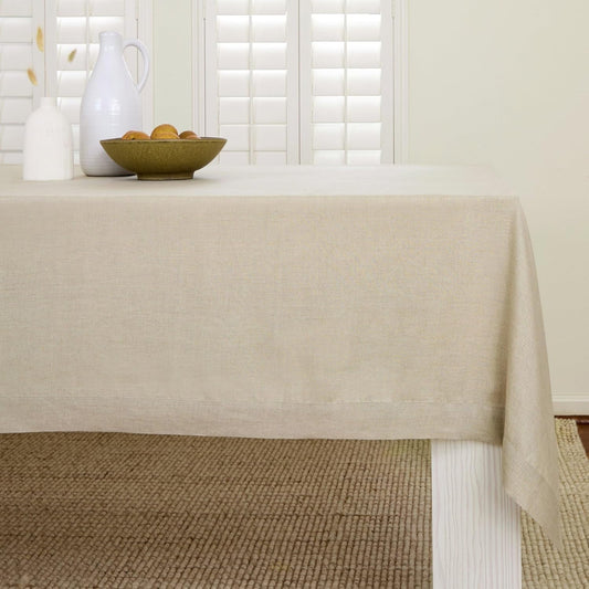 Solino Home Natural Linen Tablecloth 60 x 60 Inch - 100% Pure Linen Table Cloth - Fete, Machine Washable Tablecloth for Fall, Autumn, Thanksgiving, Christmas, Holiday