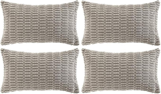 Fancy Homi 4 Packs Grey Decorative Throw Pillow Covers 14x24 Inch by Fancy+Homi