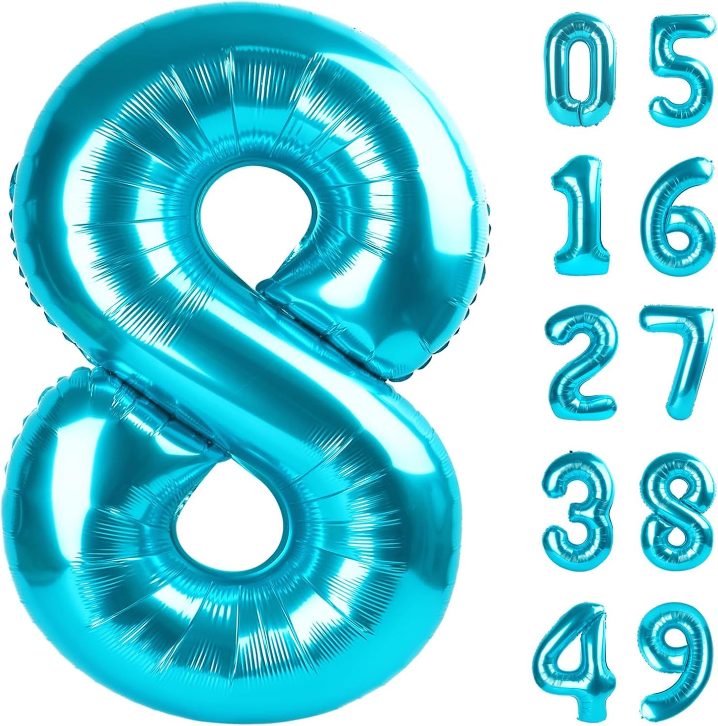 Blue Foil Number 8 Balloon 40 Inch, Helium Mylar Eight Number 8 18 28 38 48 58 80 88 Birthday Balloons, 8th Blue Women Men Wedding Anniversary, Graduations Party Supplies
