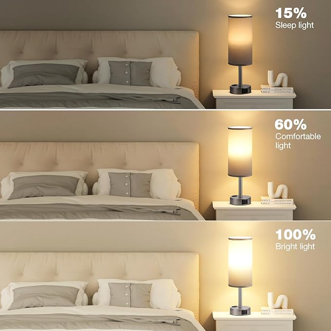 Fenmzee Grey Bedside Table Lamp - Image 5