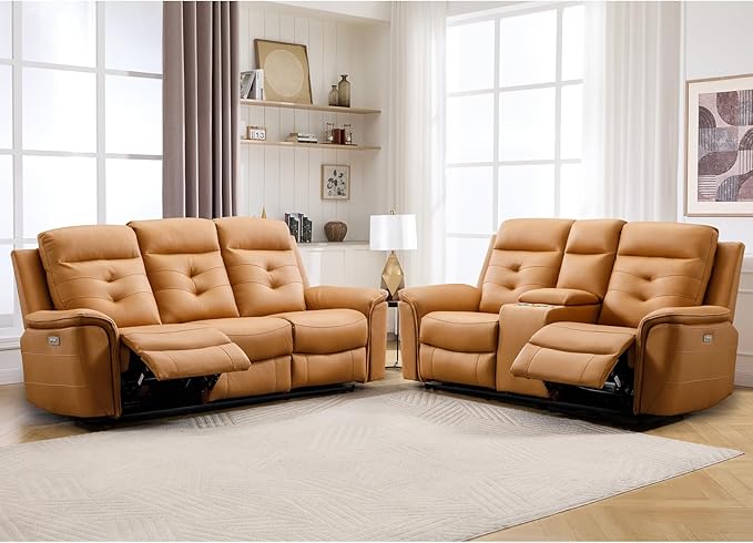 ANJ 2-Piece Faux Leather Power Recliner Sofa Set by ANJ