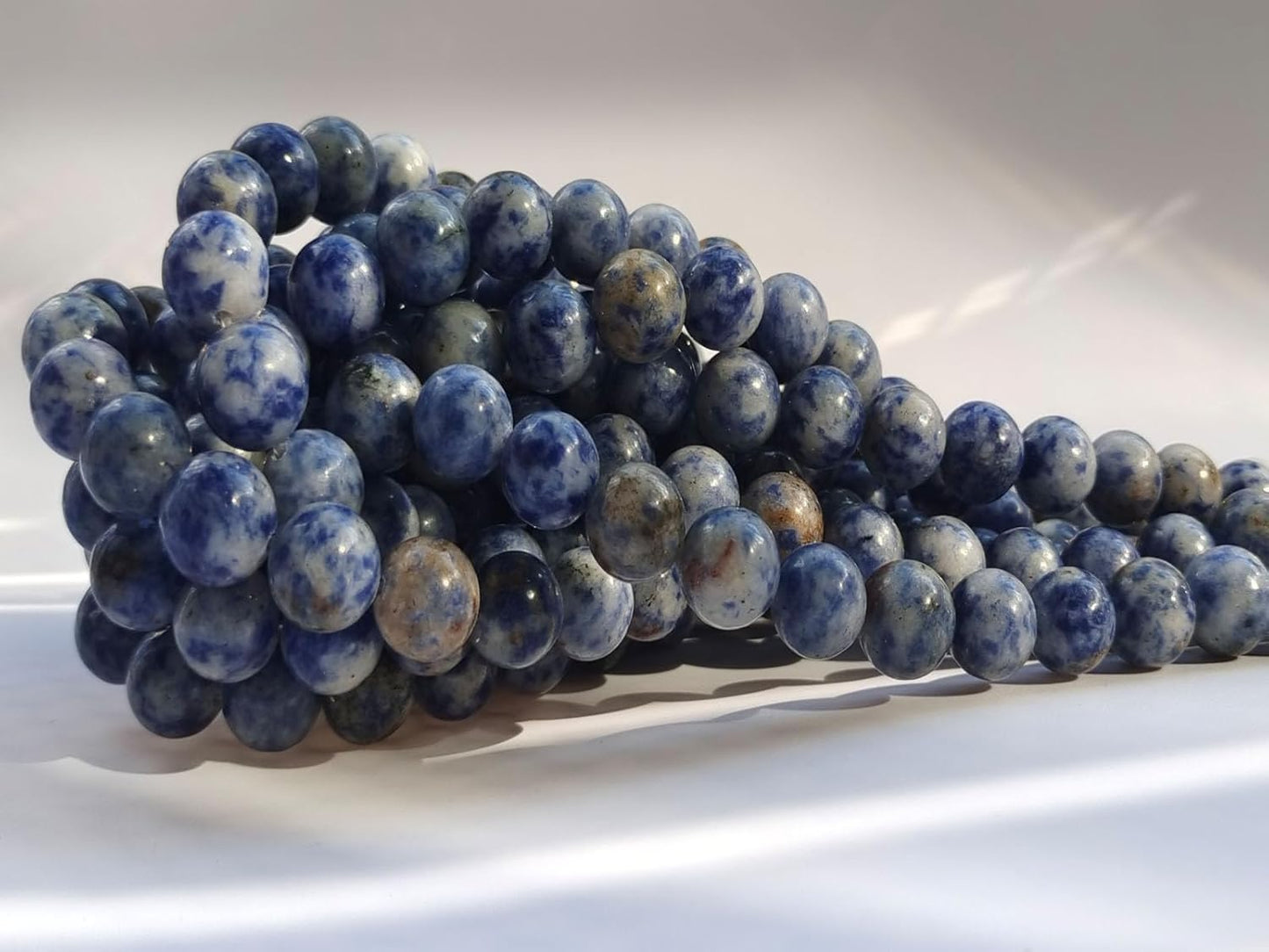 Stone Beads 6mm 140pcs Blue Spot Jasper Beads Round Loose Gemstones Beads for Bracelet Necklace Jewelry Making (6mm, 60604 Blue Spot Jasper)