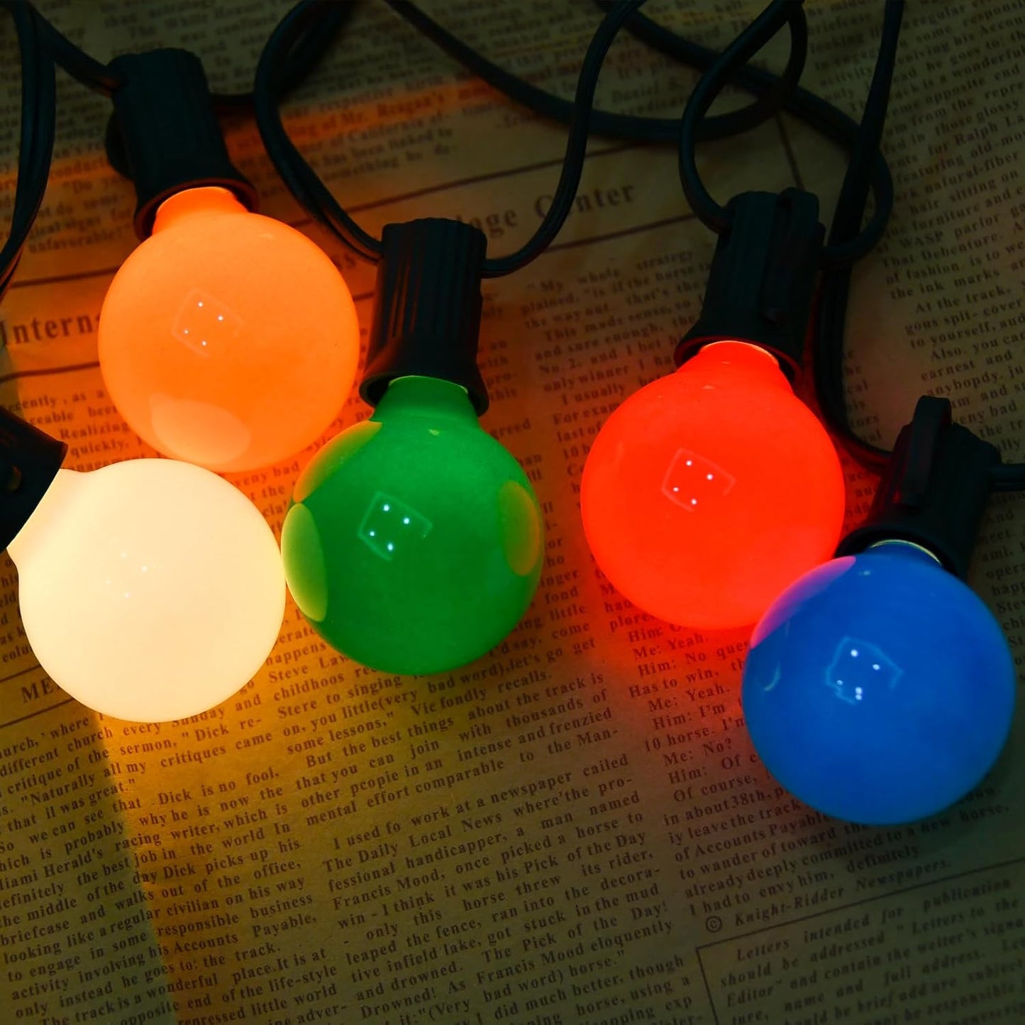 SUNSGNE 25Ft Outdoor Multicolor Christmas Lights, G40 Globe Patio String Lights with 27 Ceramic Colorful Bulbs(2 Spare), Outside Christmas Lights for Holiday Party Backyard Christmas Decoration