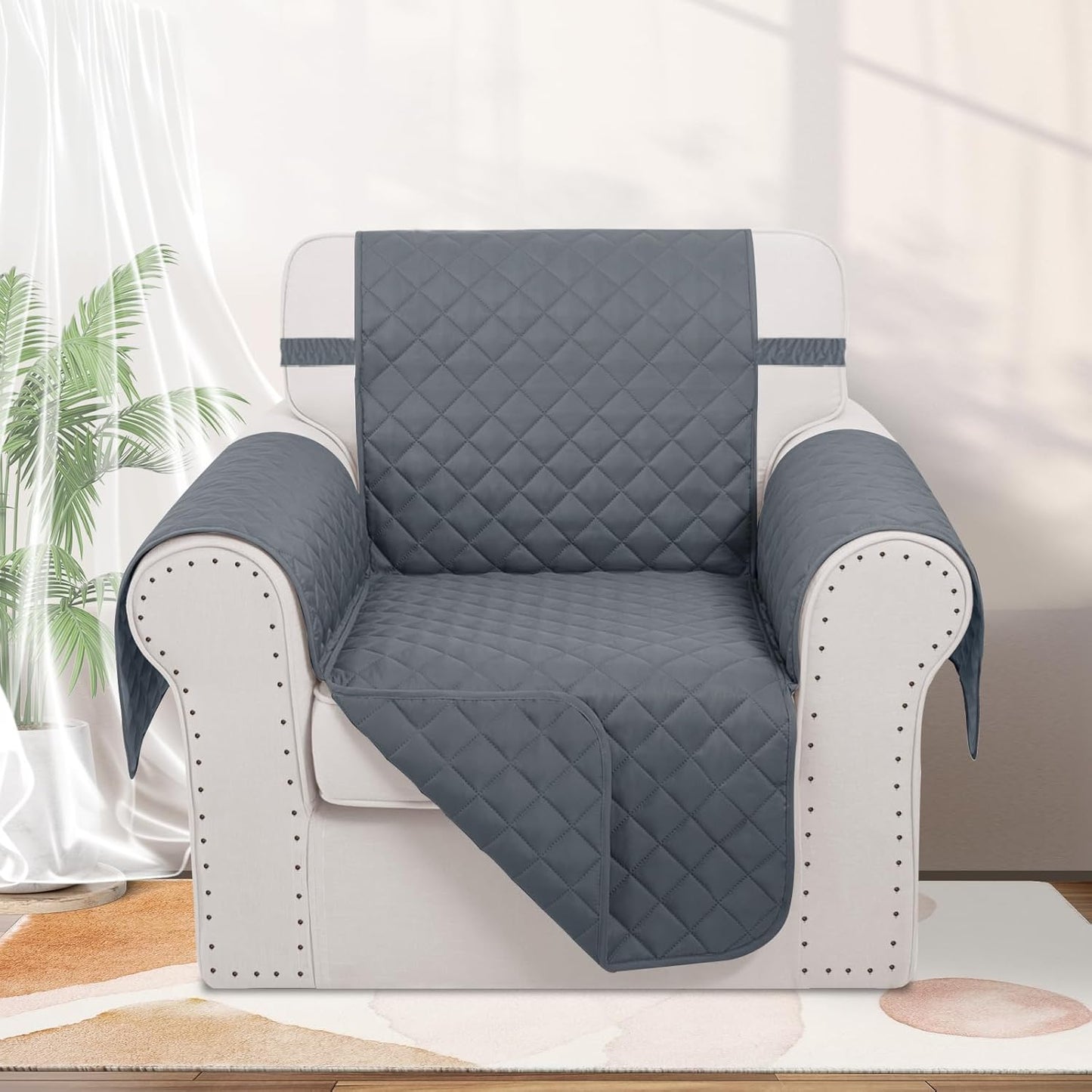 Recliner Chair Covers Reversible Sofa Cover Couch Cover for Pets Lazy Boy Furniture Protector(23''Chair,Dark Blue/Dark Blue)