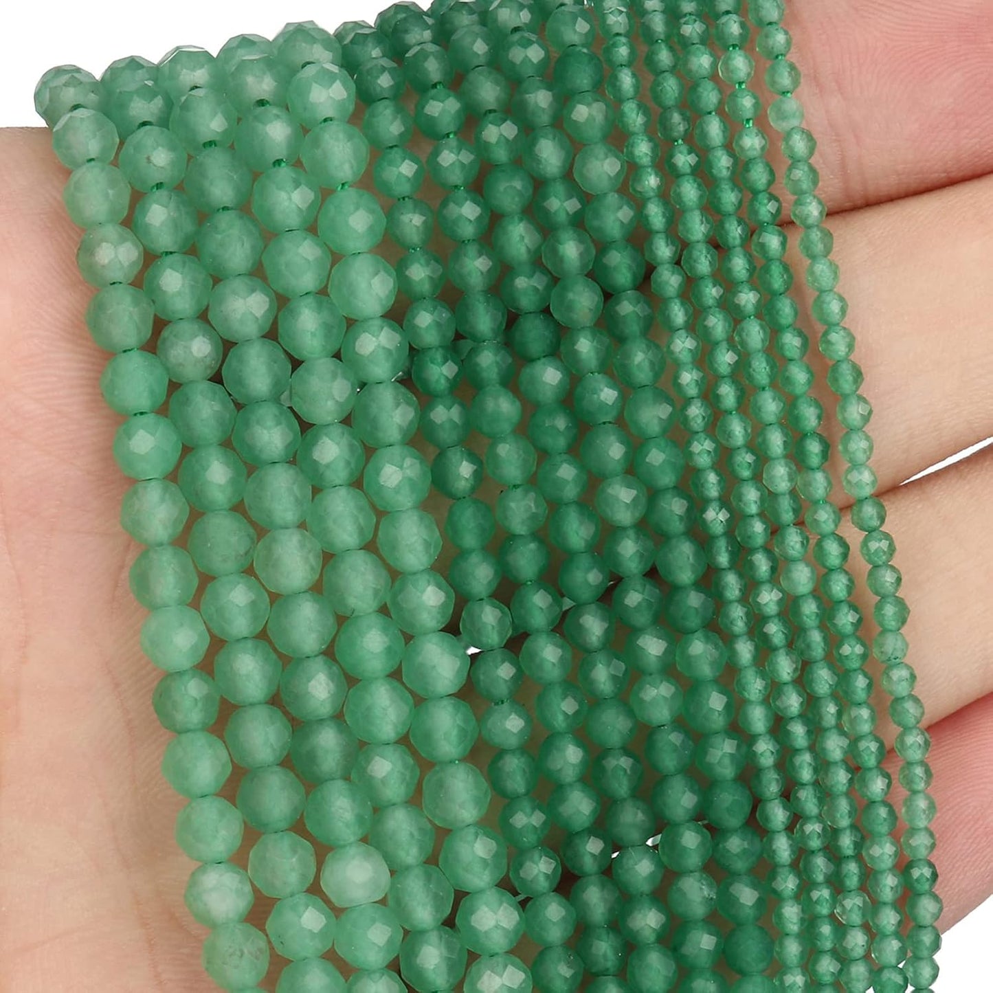 Song Xi 90pcs 4mm Natural Green Aventurine Gemstone Beads Faceted Round Loose Stone Beads for Jewelry Making
