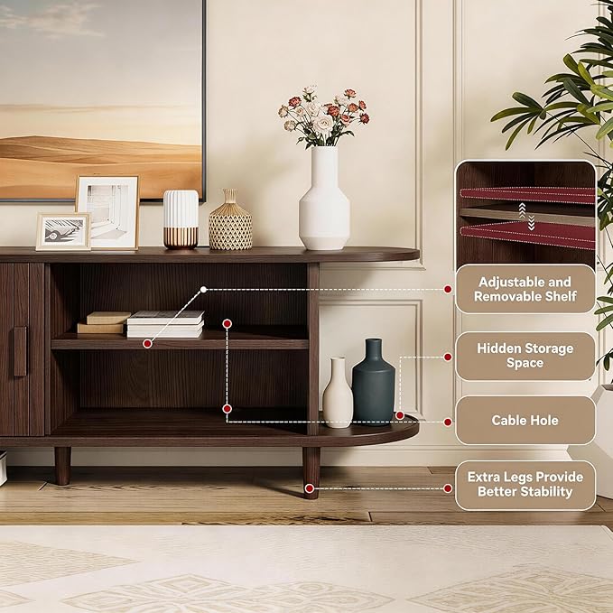 70" Mid Century Modern TV Stand - Image 6
