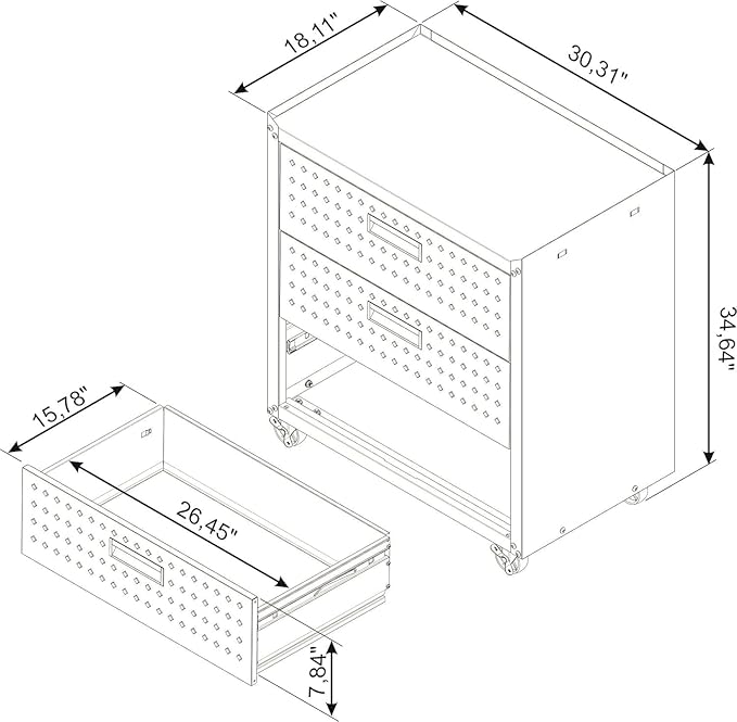 Manhattan Comfort Fortress Collection Convenient Durable Mobile Garage Chest - Image 3