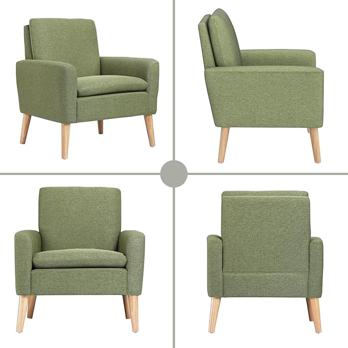 Accent Chair Set of 2 Living Room Mid-Century Modern Chair, Upholstered Fabric - Image 5