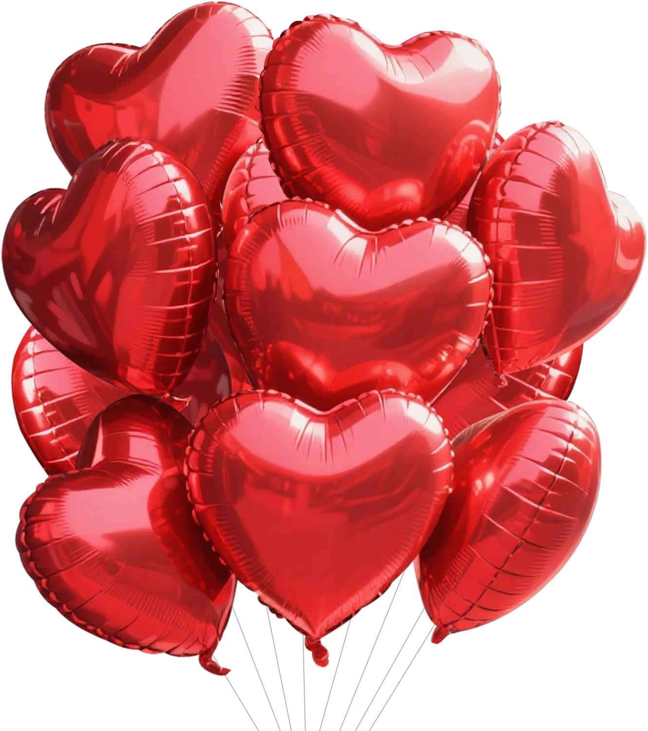 TONIFUL 15Pcs 18 Inch Red Heart Balloons Valentine’s Day Heart Shape Foil Mylar Balloons Decoration for Romantic Valentine's Day Wedding Bridal Shower Anniversary Engagement Party Supplies