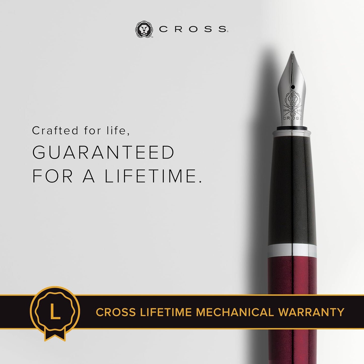 Cross Bailey Refillable Fountain Presented in a Premium Gift Box - Medium Point, Black Ink, Red