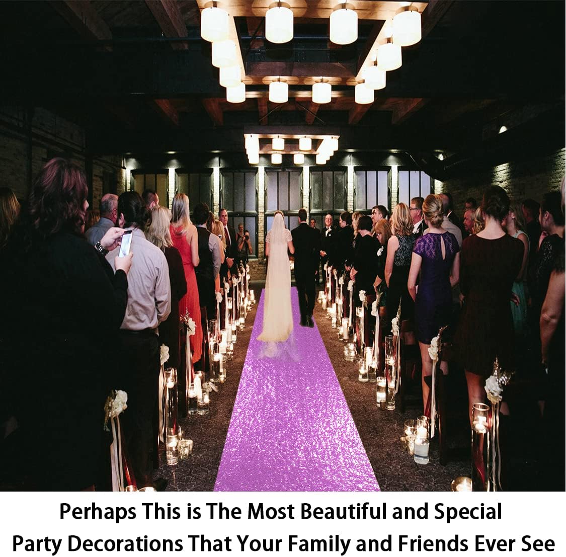 ShinyBeauty Lavender Carpet Runner for Party 2x15Ft Sequin Aisle Runners for Weddings Sparkly Floor Carpet Rug for Outdoor Indoor Ceremonies Decor