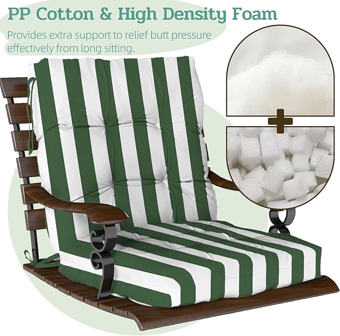 Outdoor Chair Cushions Set of 2, High Back Soft Seat Pad, Indoor Outside Use - Image 4