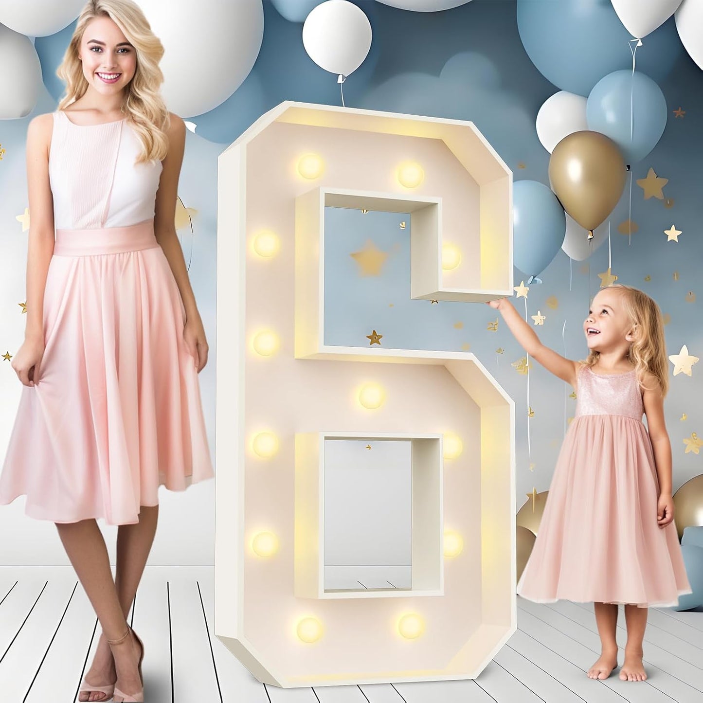 Ledido 4FT Marquee Light Up Numbers Large Light Up Letters for Party Decoration, Marquee Numbers for 6th 16th Birthday Anniversary, Pre-cut Foam Board Assembly Required Number 6