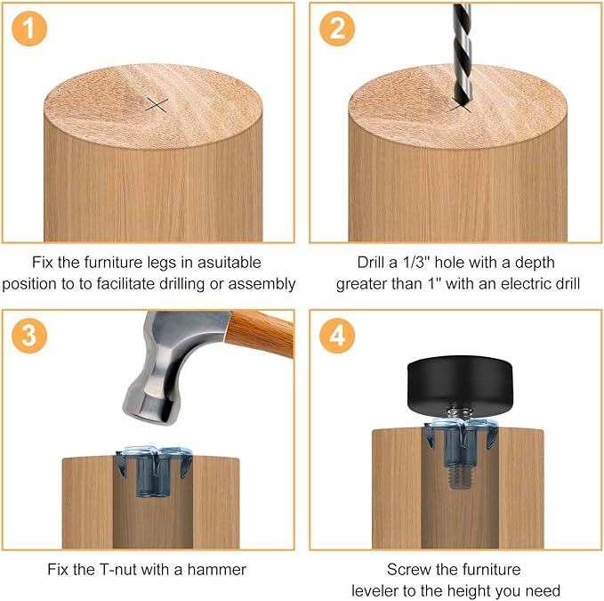 Darcvds M6 Thread Furniture Feet Levelers, Leveling Feet Screw on Furniture - Image 3