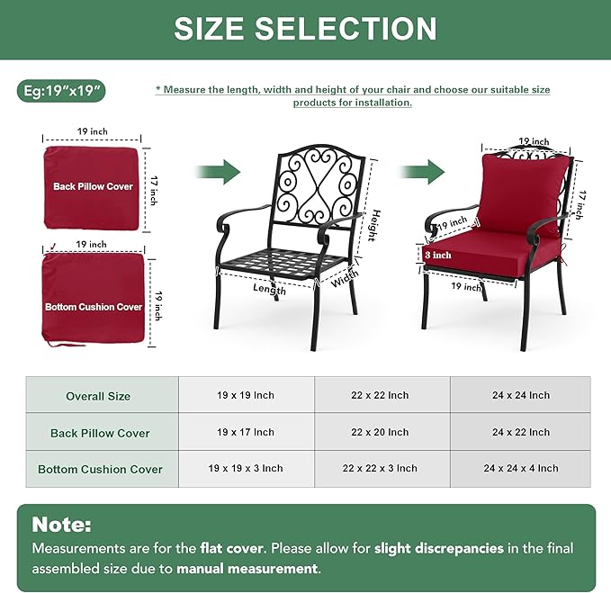 Summsun Outdoor Chair Cushions Set of 4, Waterproof Back Pillow and Seat - Image 7