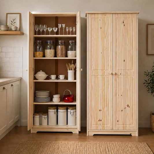 From the Tree Furniture Solid Pine Pantry Cabinet — 72" Tall Unfinished Kitchen by FromTheTreeFurniture