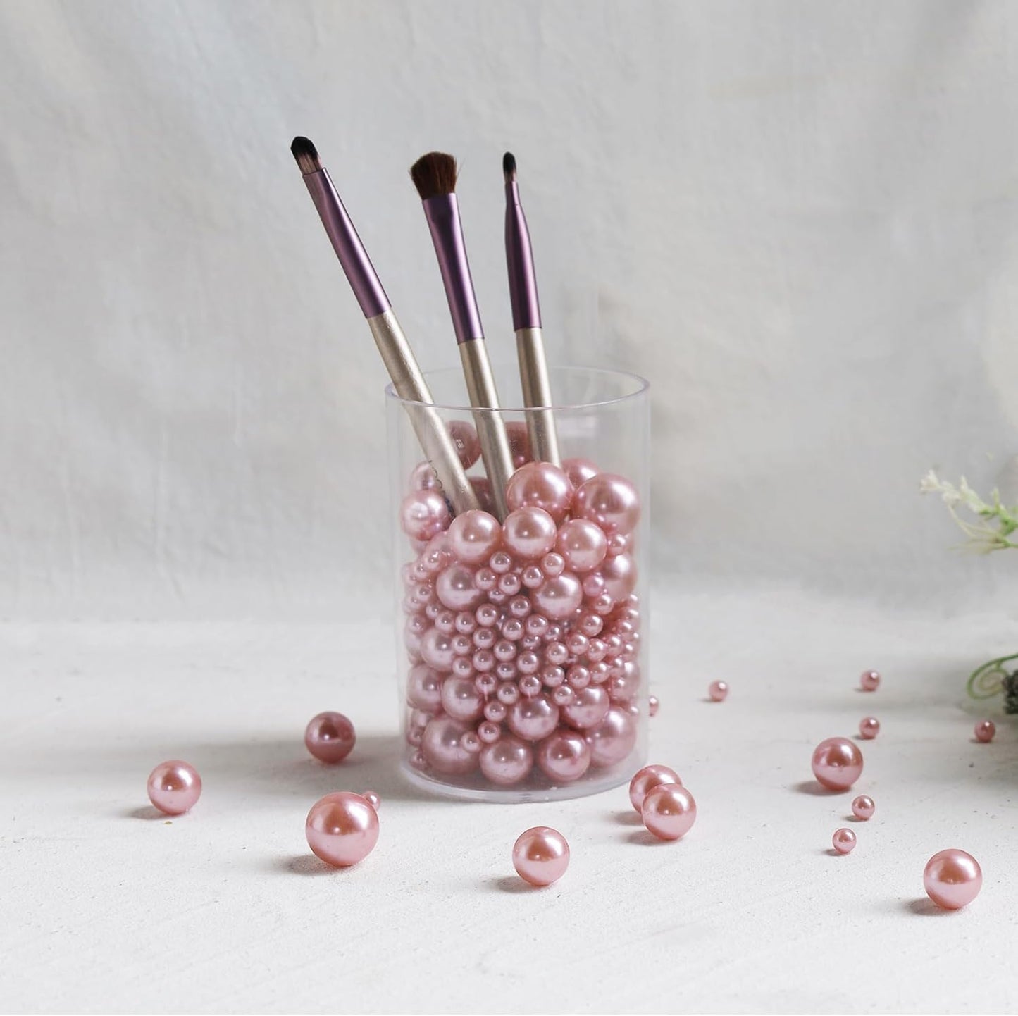 260Pcs Greyrose Glossy Beads for Centerpiece Decor, Artifical Pearls Vase Filler, No Hole Round Pearl Beads for Wedding Birthday Christmas Party Home Decor(18mm 14mm 6mm)