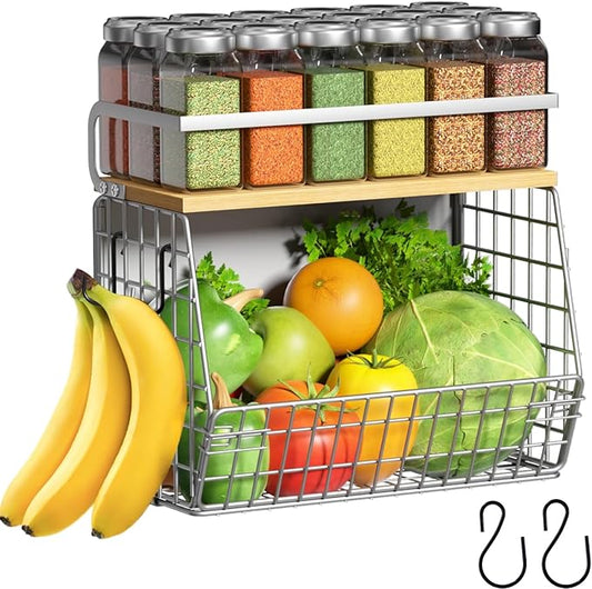 Magnetic Shelf for Fridge with Wood Lid, Fruit Potato and Onion Storage Bins by Ofiray-home