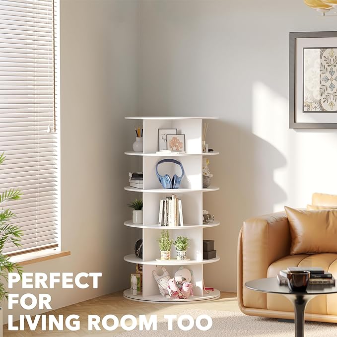 SpaceAid 5 Tier Rotating Shoe Rack Tower, Spinning Shoe Display Lazy Susan - Image 6