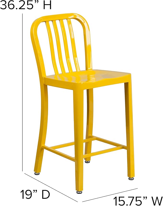 Flash Furniture Commercial Grade 24" High Yellow Metal Indoor-Outdoor Counter - Image 3