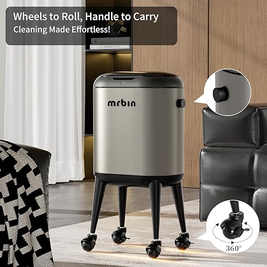Stainless Steel Slim Bathroom Motion Sensor Trash Can - Image 4