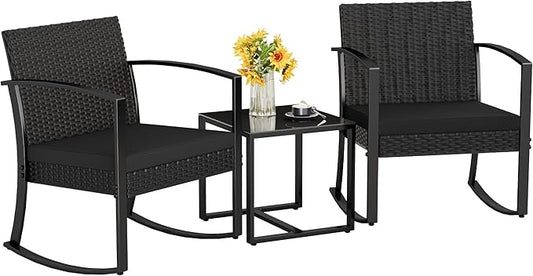 Homall Patio Furniture Set 3 Piece Resin Outdoor Bistro Set Rocking Patio Chairs by Homall