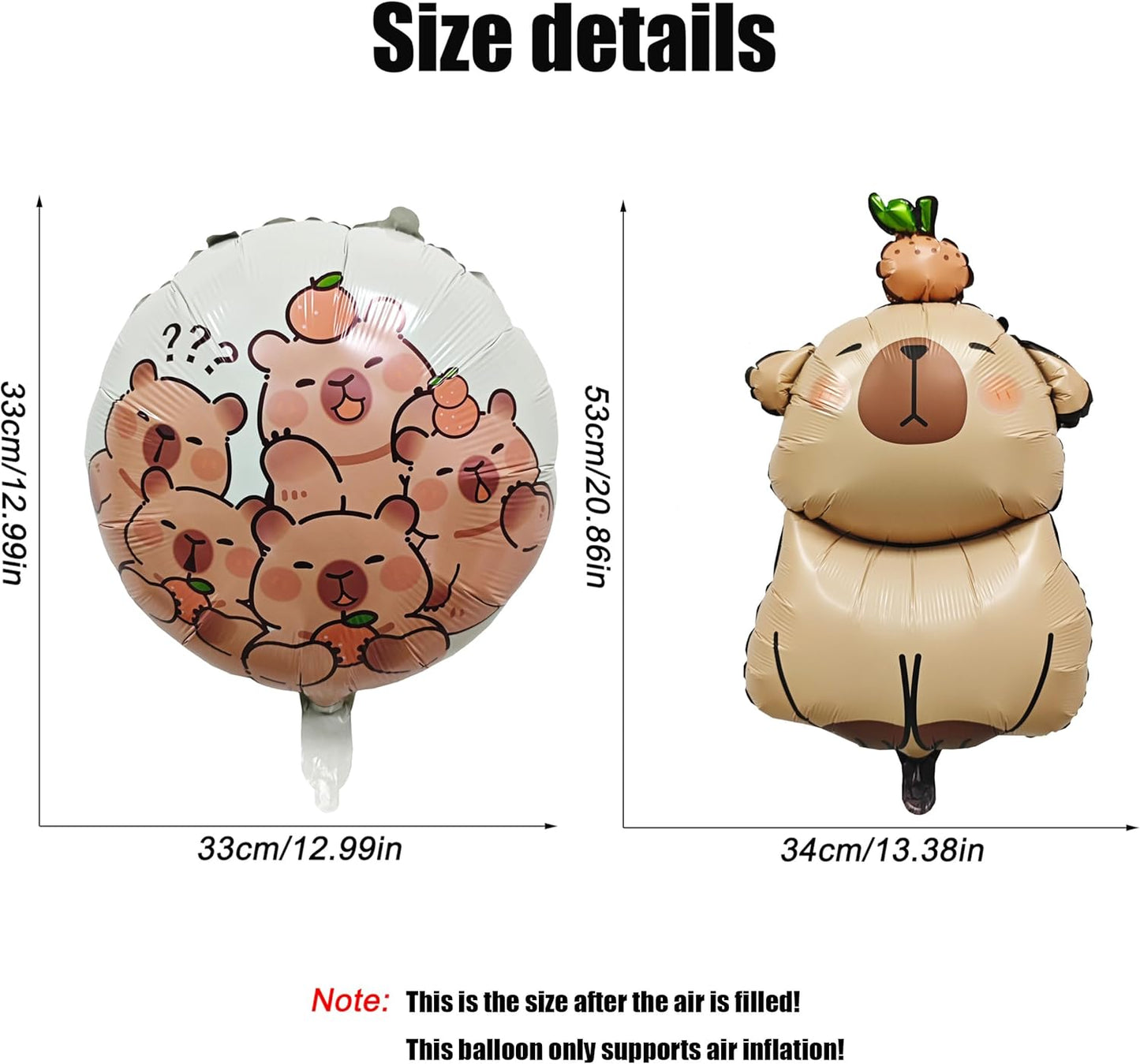 3PCS Capybara Animal Balloons Round Capybara Shaped Foil Birthday Balloon For Capybara Birthday Party Wildlife Park Jungle Animal Theme Party Backdrop Party Supplies Decorations