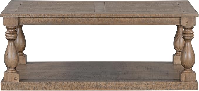 Merax Vintage Coffee Table Featuring Artistic Vase Column Legs and Luxurious - Image 6