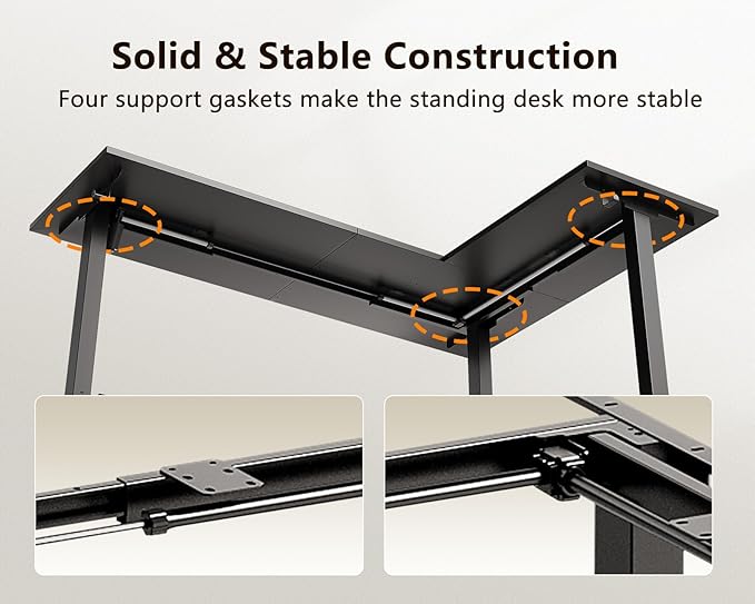 Casaottima 71 Inch Reversible Electric L Shaped Standing Desk, Height - Image 7