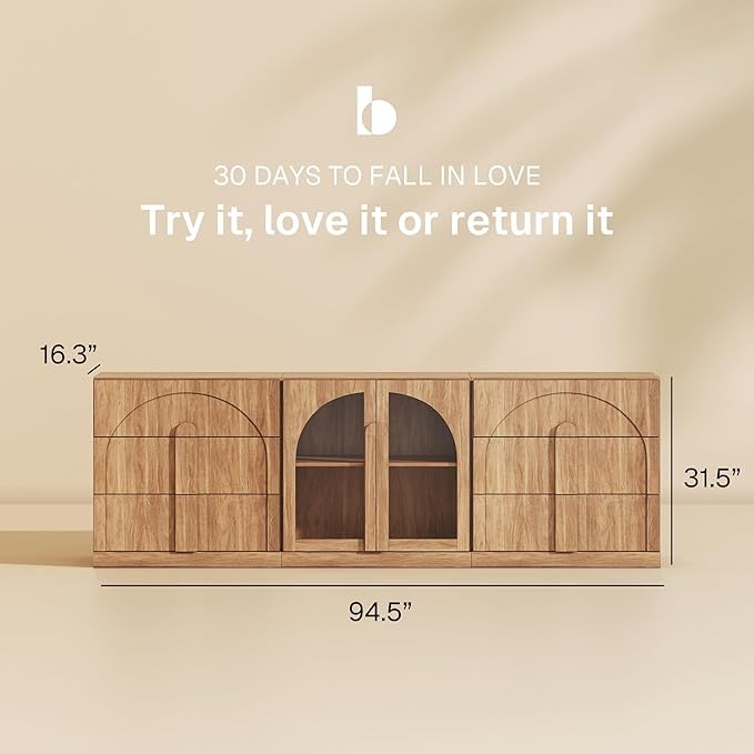 BELLEZE 3-Piece Sideboard Cabinet Set Freely Configurable, Modern Wood Modular - Image 2