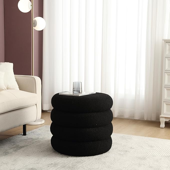 Flouki 19.5" Storage Ottoman Round, Vanity Stools - Image 8