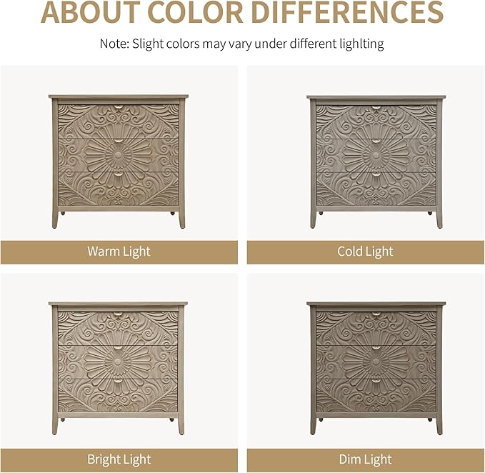 3 Drawer Nightstand, 30 in Tall Accent Storage Cabinet - Image 3