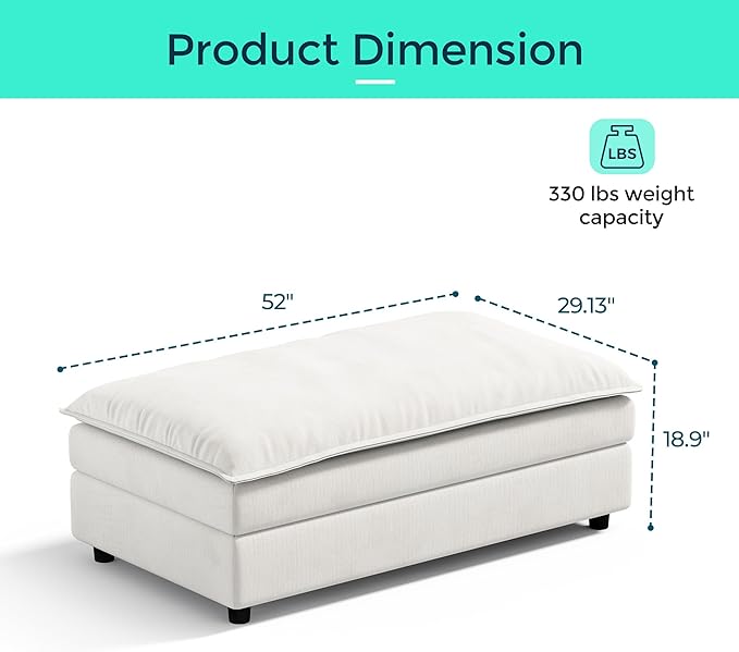 LINSY HOME Ottoman Modular for Sectional Sofa Couch, Cloud Sofa Movable Ottoman - Image 2