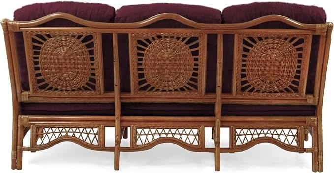 Malibu Lounge Set of 4: 2 Natural Rattan Wicker Chairs, Three-Seater Sofa - Image 9