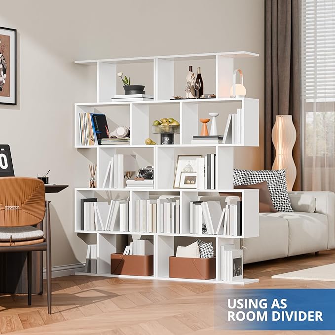 Cozy Castle Set of 2 Geometric Bookcase, S-Shaped Modern Bookshelf, Room - Image 4