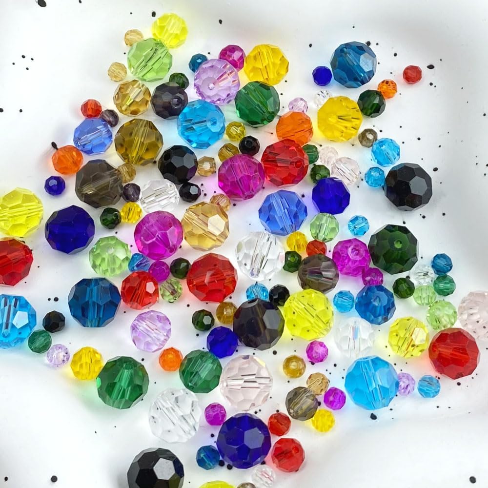 50 PCS 10mm Crystal Glass Beads Round Multiple Faceted Loose Spacer Glass Beads for DIY Handcrafte Bracelet Necklace Earring Jewelry Making(Emerald)