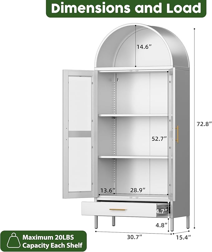 VEXPOR 73" Tall Arched Display Cabinet - Image 2