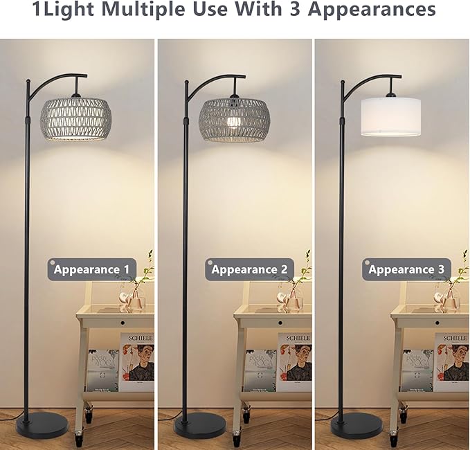 Arc Floor Lamp for Bedroom, Boho Standing Lamp - Image 7