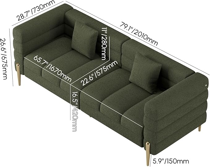 homary Boucle Sofa 79”, Modern 3 Seater Couch - Image 2