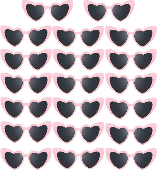 Flutesan 20 Pairs Retro Heart Sunglasses Vintage Cat Eye Heart Glasses Women Bachelorette Bride Sunglasses Bulk