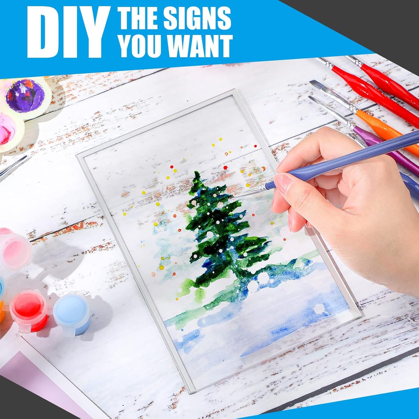 Blulu 12 Pack Acrylic Sign Holder Double Sided Picture Frame Wedding Table Number Stands with Border and Vertical Clear Display Menu Holders for Wedding Party Restaurant(4 x 6 Inch,Silver)