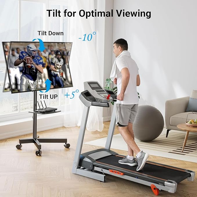 PERLESMITH Rolling TV Stand, Mobile TV Stand - Image 3