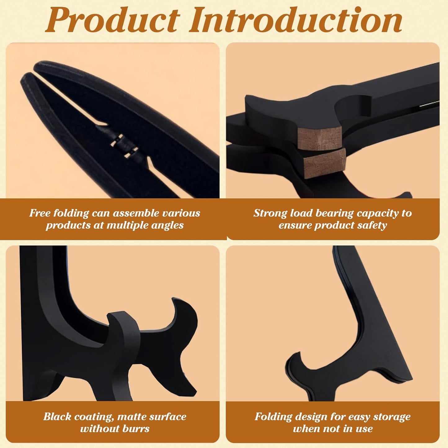 6Pcs 7 Inch Plate Stand, Small Folding Display Easels and Picture Holders for Decorative Picture Frame (Black)