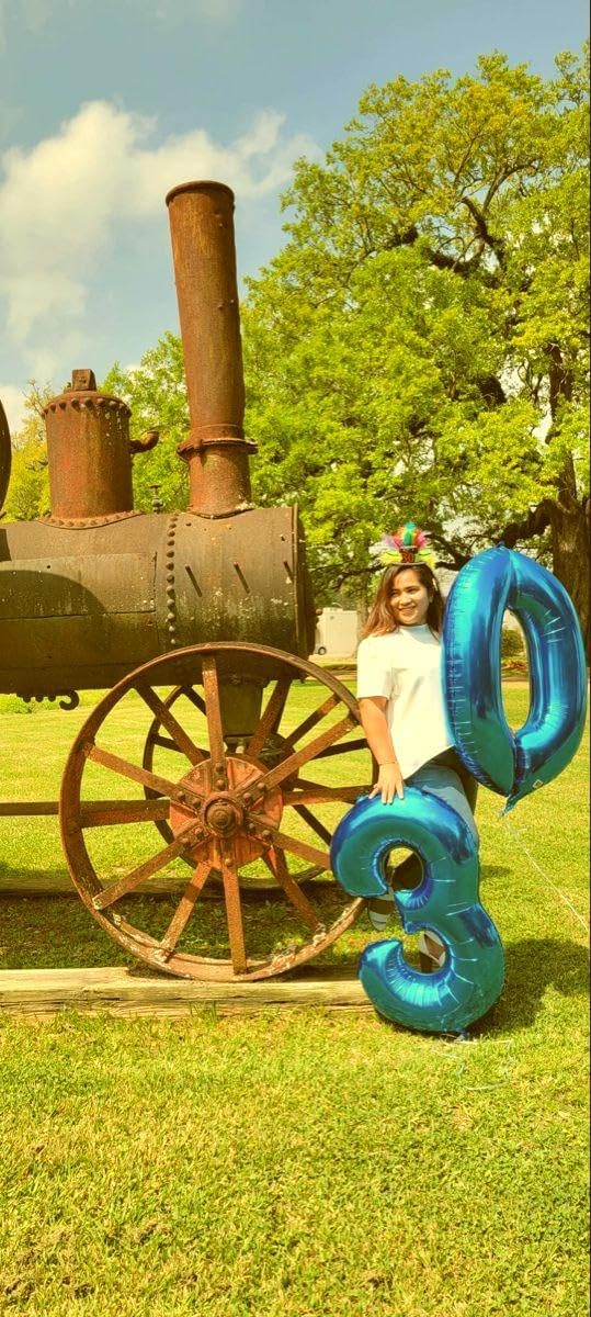 Large 40 Inch Blue 3 Number Balloon, 3 13 23 30 33 36 38 Blue Birthday Party Decorations, Numbers Three Foil Balloons for Anniversary Party Graduations Celebration Supplies