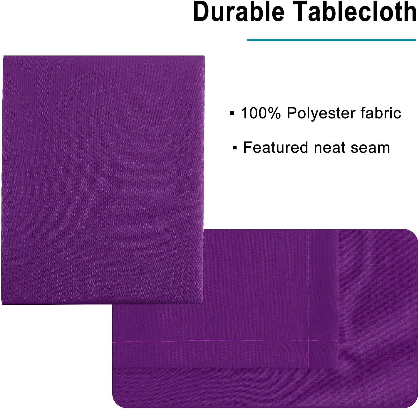 Hiasan Waterproof Tablecloth Rectangle - Washable Fabric Table Cloth for Dining Room Kitchen Birthday Party and Outdoor Use, Royal Purple, 54 x 80 Inch