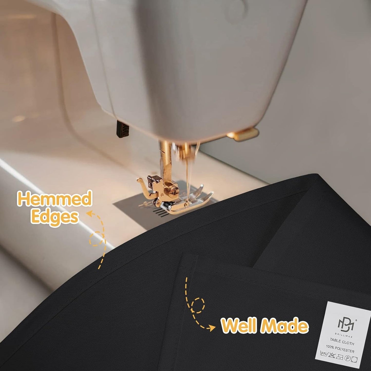 BRILLMAX 6 Pack Black Tablecloths for 8 Foot Rectangle Tables 60 x 126 Inch - 8ft Rectangular Bulk Linen Polyester Fabric Washable Cloth Cover for Wedding Reception Banquet Birthday Party