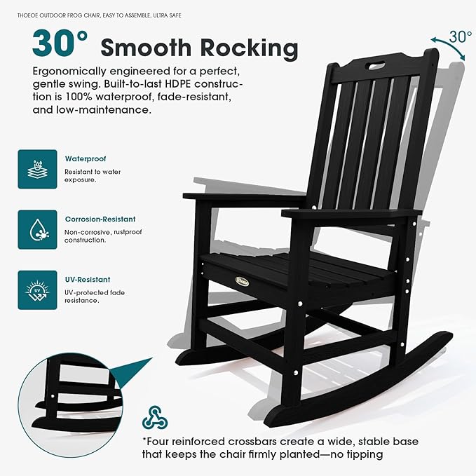 THOEOE Oversized Rocking Chair Set of 8, Outdoor Rocking Chair - Image 3