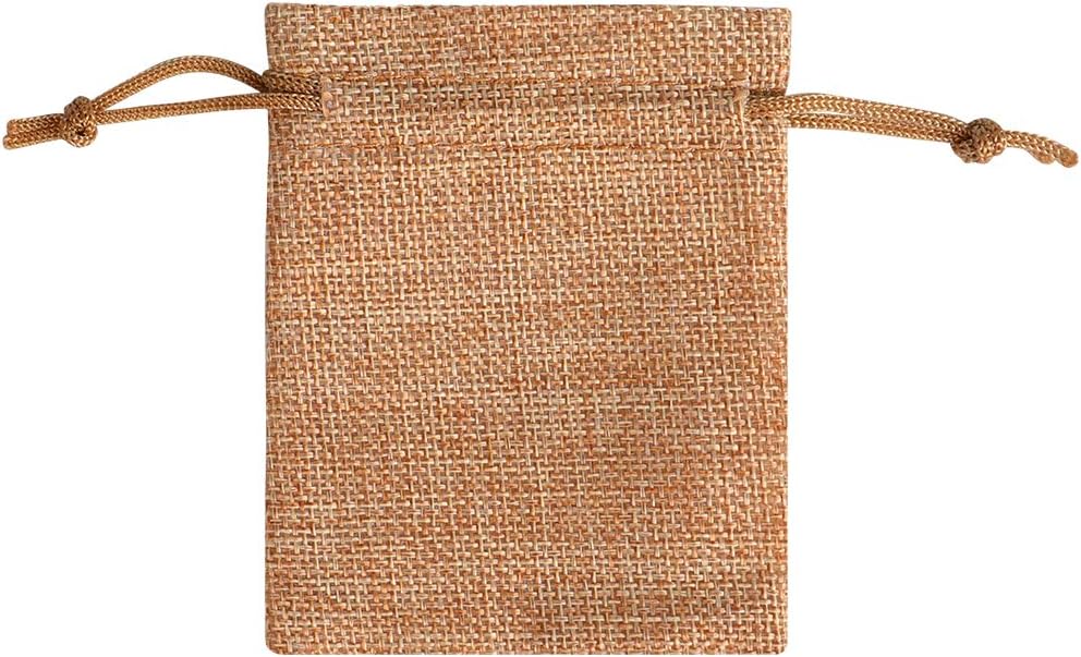 Lucky Monet 25/50/100PCS Burlap Gift Bags Wedding Hessian Jute Bags Linen Jewelry Pouches with Drawstring for Birthday, Party, Wedding Favors, Present, Art and DIY Craft (25Pcs, Coffee, 3” x 4”)